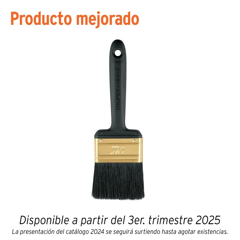 Brocha Truper Expert, cerdas finas, mango de plastico, 2-1/2"