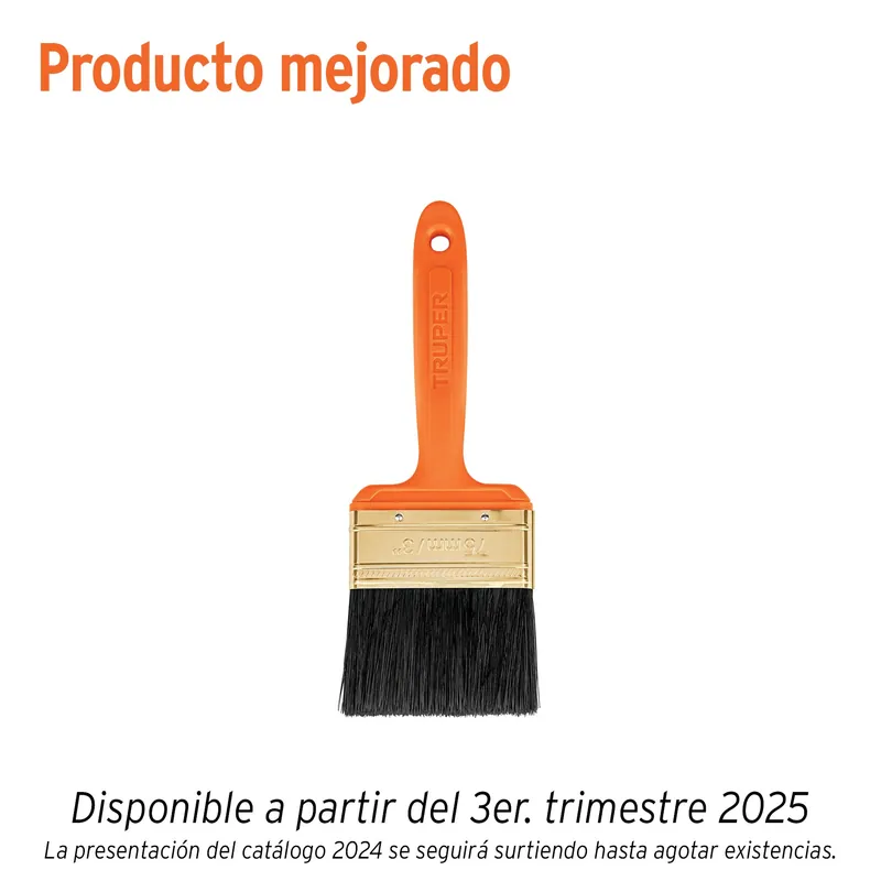 Brocha profesional Truper, mango de plastico, 3"