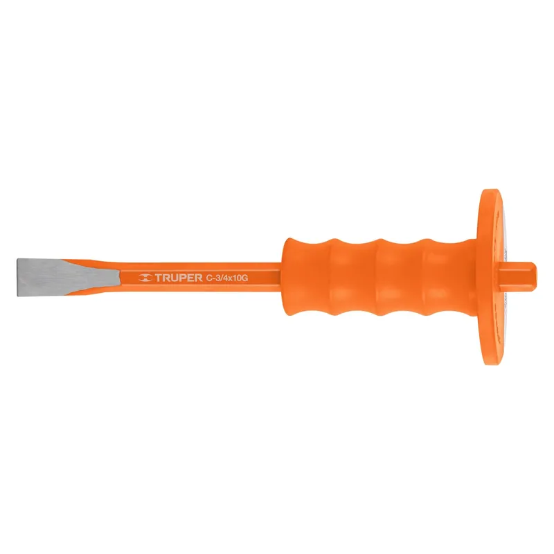 Cincel de corte en frio 3/4" x 10", acero al cromo vanadio, con grip de proteccion (TPR)