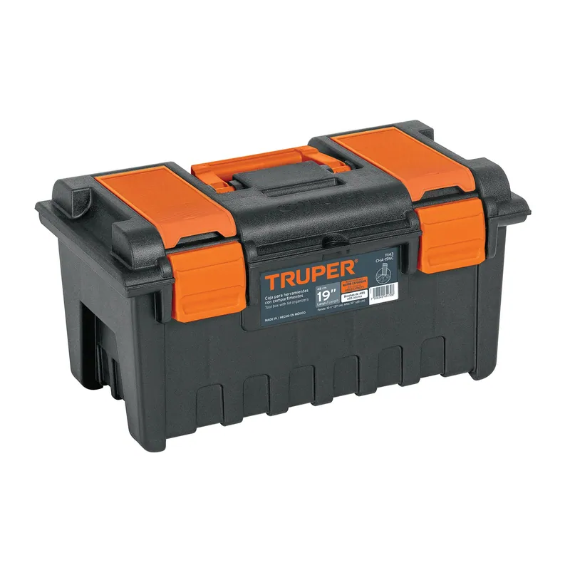 Caja para herramienta amplia 19" con compartimentos, Truper (naranja)