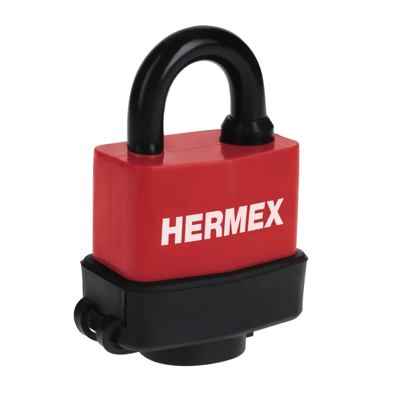 Candado de acero, cuerpo laminado con cubierta de PVC, 40 mm, blíster, Hermex