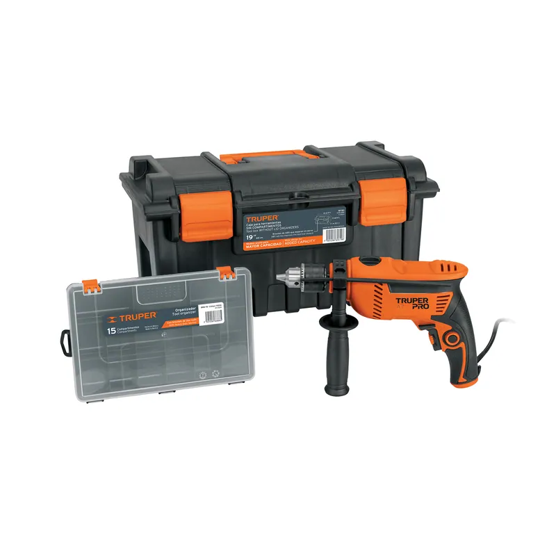 Combo rotomartillo 1/2" 650W (ROTO-1/2A7) + caja CHA-19G + organizador ORG-15, TRUPER
