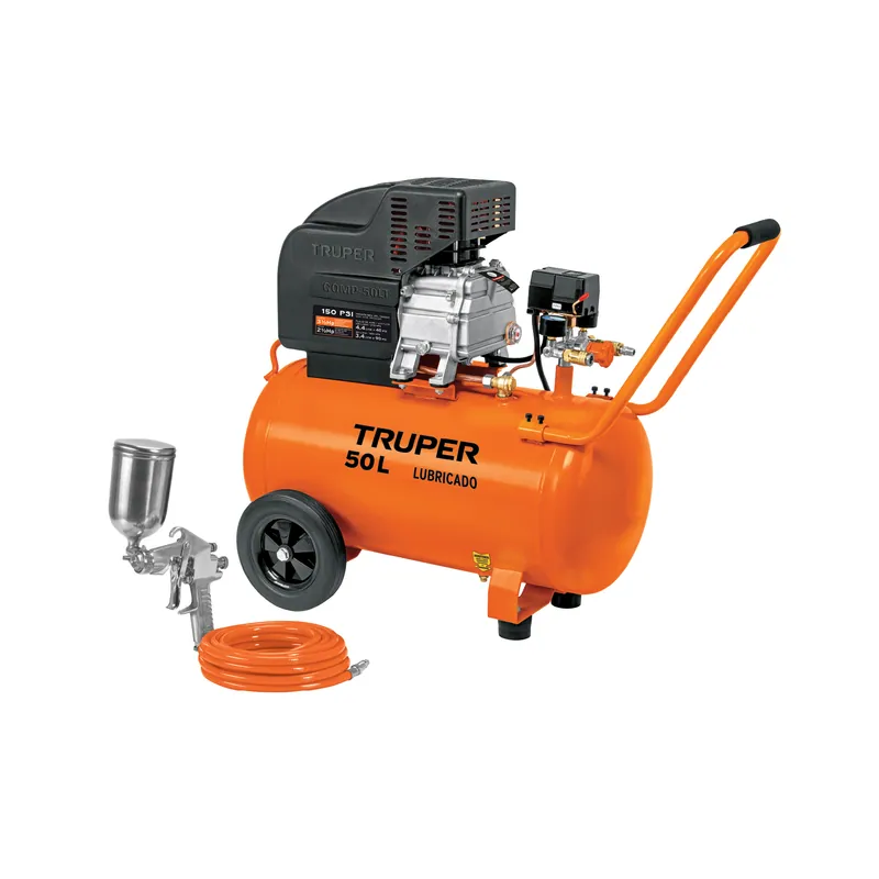 Kit Compresor de aire 50L 3.5HP con manguera y pistola