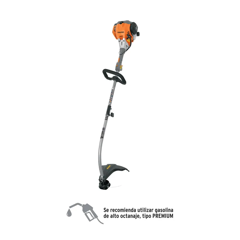Desbrozadora a gasolina 30 cc mango tipo "D", 17" corte (curva), Truper