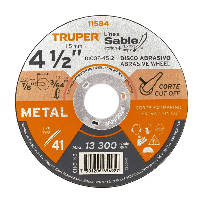 Disco corte extrafino metal 4-1/2" 1.2mm