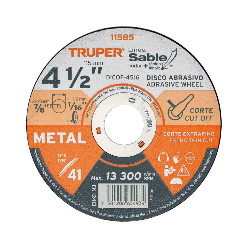 Disco corte extrafino metal 4-1/2" 1.6mm