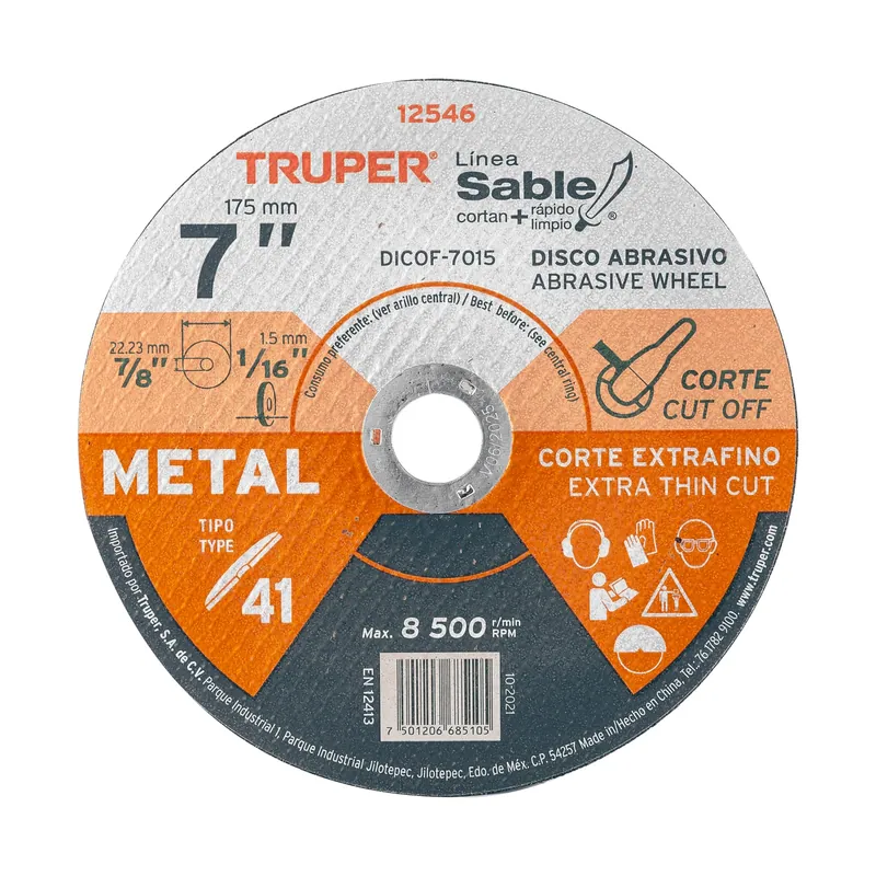 Disco corte extrafino metal 7" 1.5mm