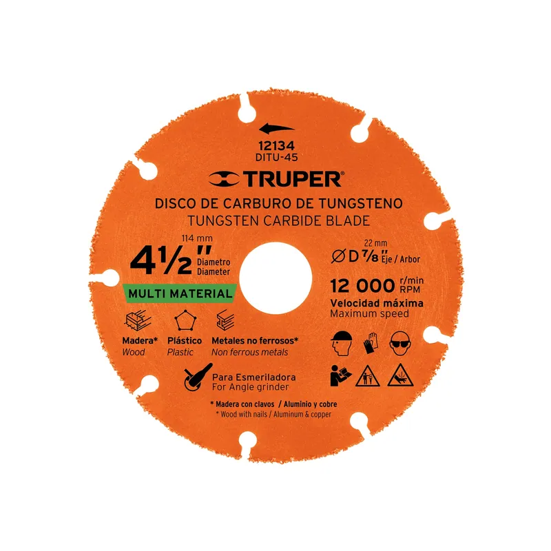 Disco 4-1/2" multimaterial de carburo de tungsteno Truper