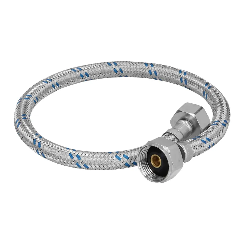 Manguera flexible de abasto para W.C. Foset (Truper) 1/2" x 7/8", 50 cm, trenzado aluminio (Flexilum)