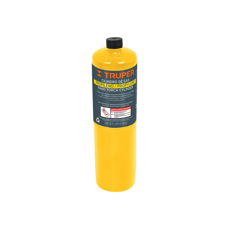 Cilindro de gas propileno de 400g, amarillo, Truper