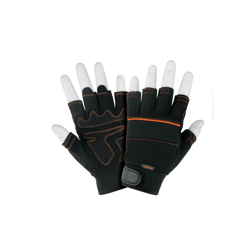 Guantes para mecanico cortos, palma acolchada antivibracion, Truper