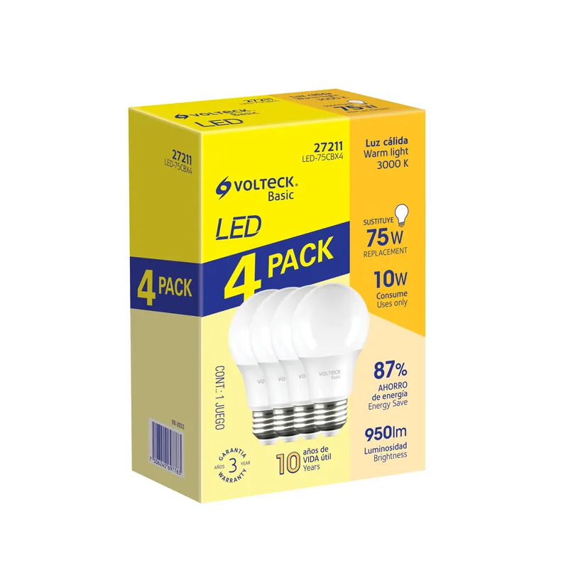 Pack 4 focos LED 7.5W cálido