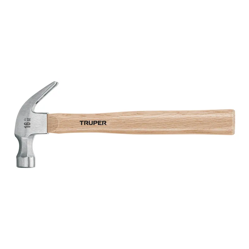 Martillo pulido uña curva 16 oz, forjado en acero, mango de madera (encino)