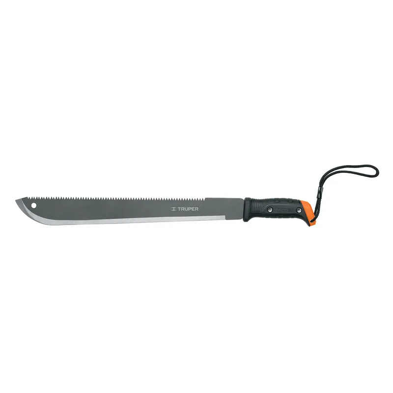 Machete doble filo 18", cacha atornillada, funda de carton, con correa