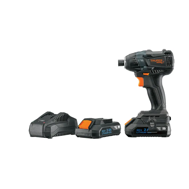 Destornillador/atornillador de impacto inalámbrico 1/4", 20V, 2 baterías 2Ah + maleta, sin carbones (brushless), Truper MAX