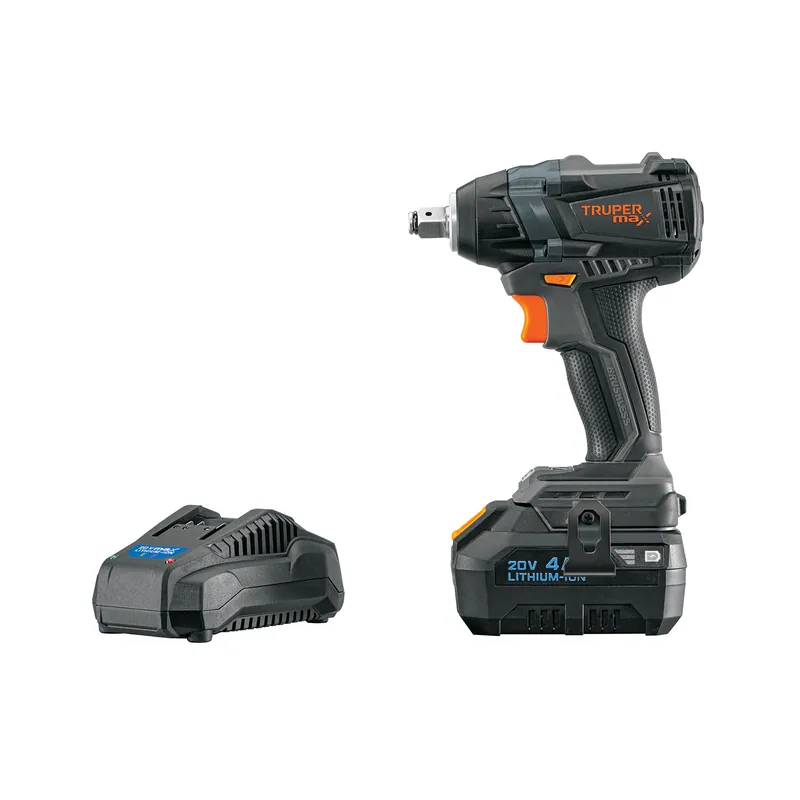 Llave de impacto inalámbrica 1/2", 20V, 155 lb/ft, 1 batería 4Ah, sin carbones (brushless), Truper MAX