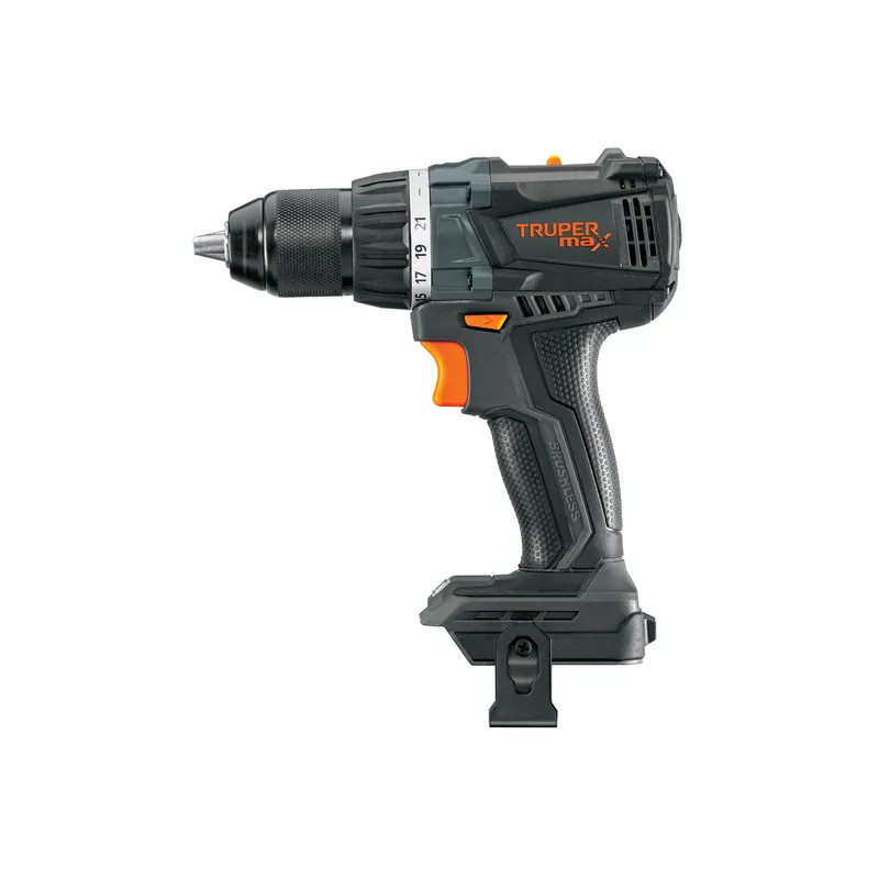 Taladro atornillador inalámbrico 1/2", 20V, solo herramienta (sin batería/accesorios), sin carbones (brushless), Truper MAX