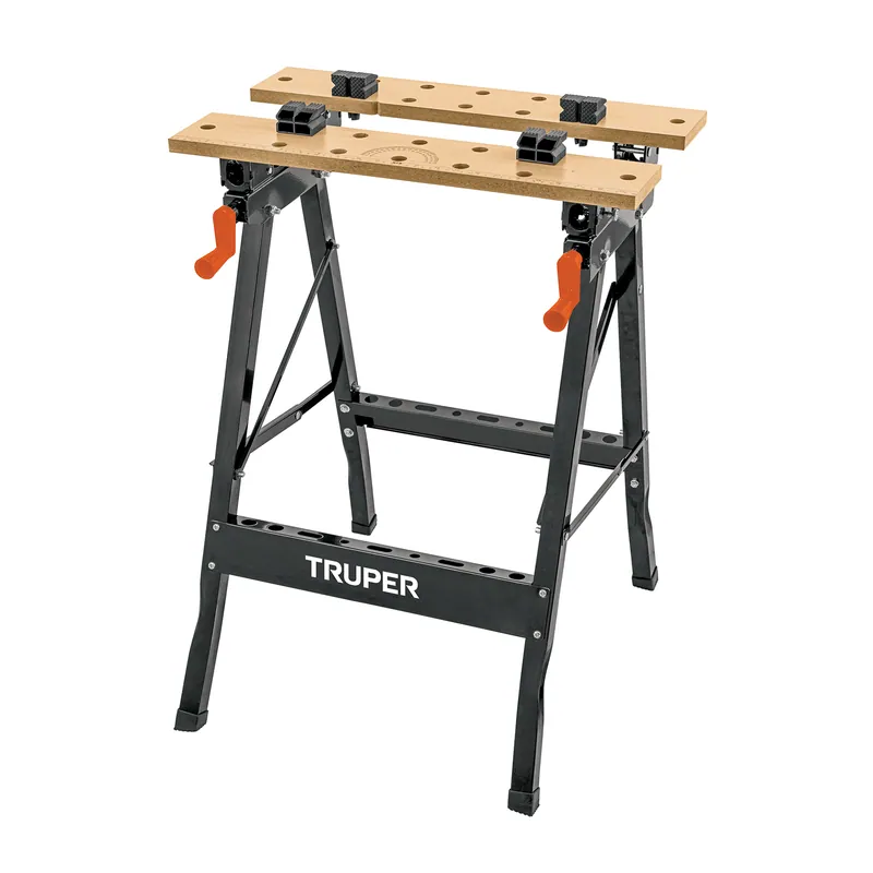 Banco / mesa de trabajo multiusos plegable, Truper (bambu + acero)