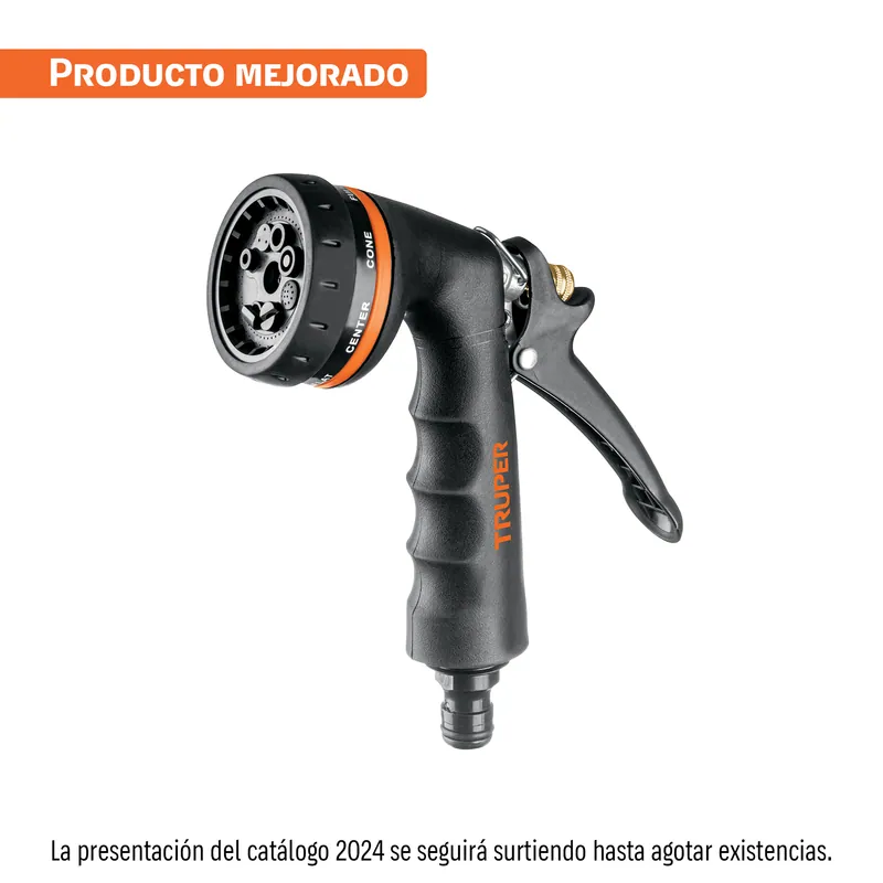 Pistola metalica para riego, 8 funciones, mango ergonomico