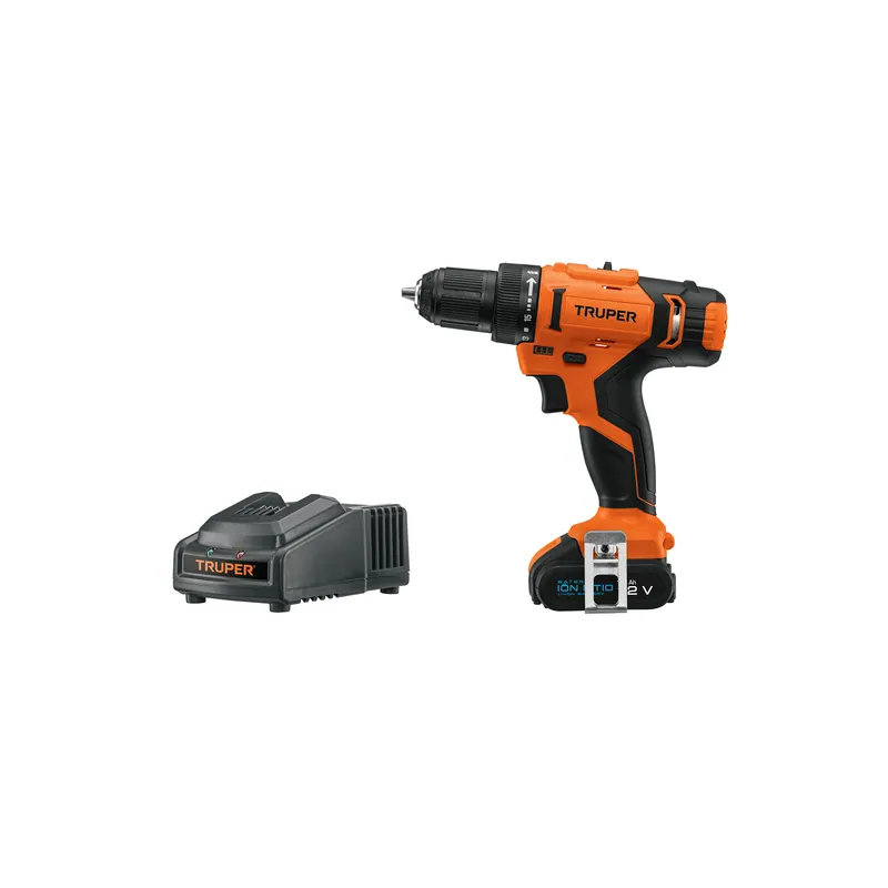 Taladro/atornillador inalámbrico 3/8", 12V, 1 batería ion litio 2Ah + cargador, Truper PRO