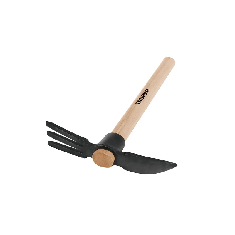 Talacho-pico (rastrillo-pico) jardinero, mango de madera 14"