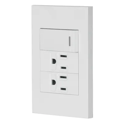 Placa armada 1 interruptor, 2 contactos,1mod,Española,blanco