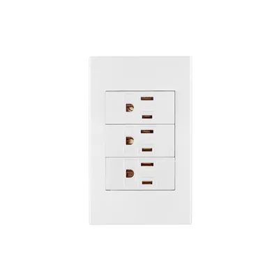Placa armada 3 contactos, 1 módulo, Española, blanco