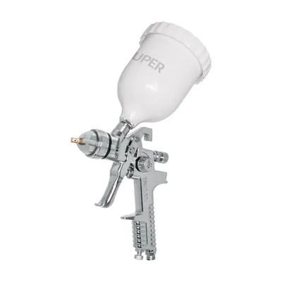 Pistola p/pintar gravedad HVLP vaso plástico, 1.7 mm, Truper